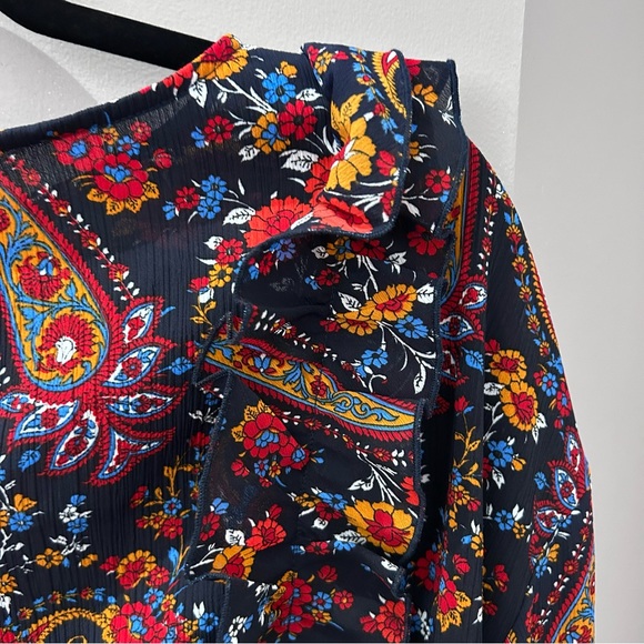 H&M Multi Color Paisley Print Blouse-10 - Picture 8 of 9